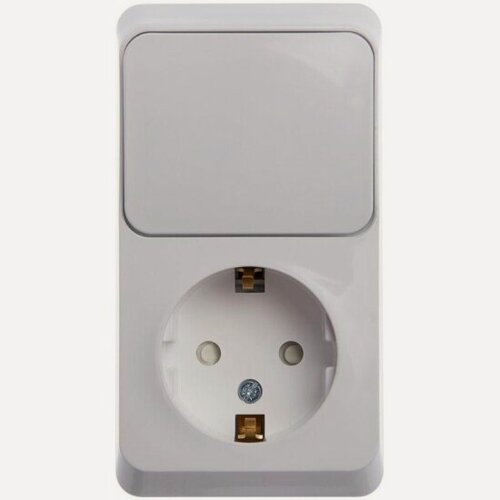 Изображение товара Розетка Systeme Electric (schneider Electric) SCHNEIDER ELECTRIC этюд с заземл. со шт. + выключатель 1-клавиш, Белый, Россия