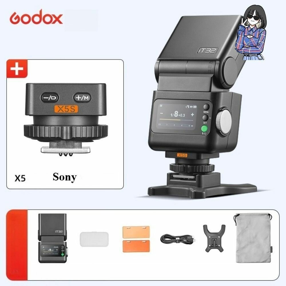 Godox iT32 & X5 Вспышка мини-камеры, автоматический замер TTL, высокоскоростная синхронизация(Sony)