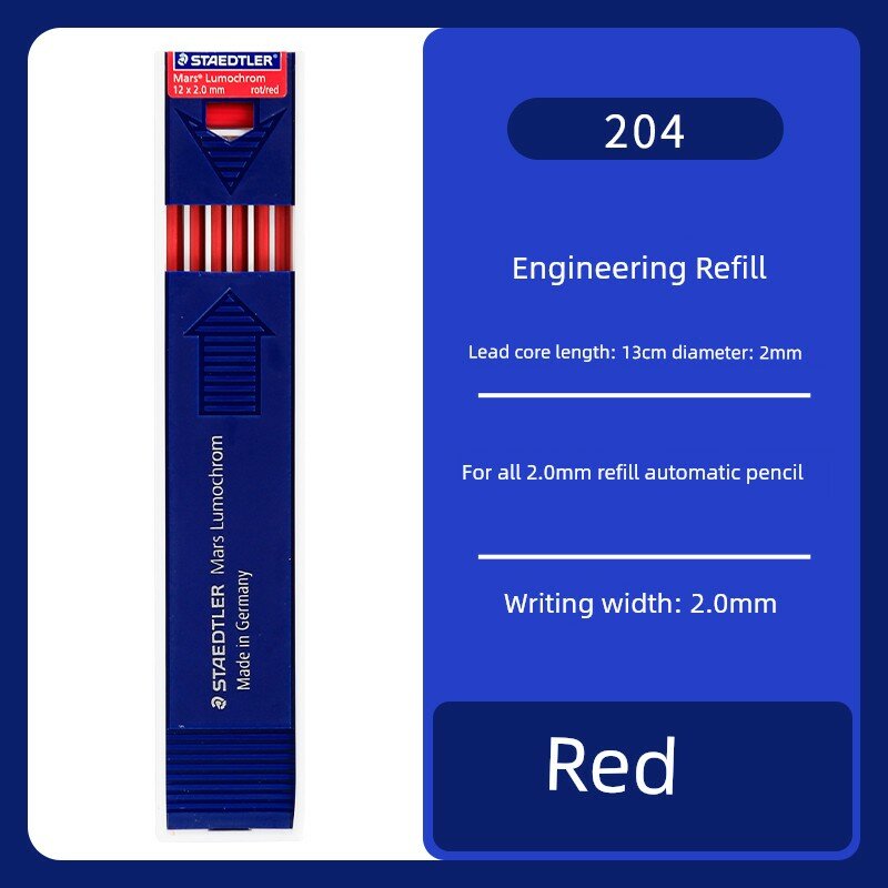 STAEDTLER 2.0 мм Инженерный карандашный грифель Красный 12 штук в коробке для механических карандашей