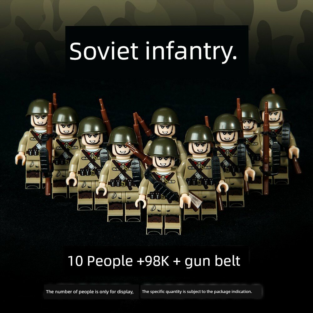 Советская армия 10-штучный набор мини-фигурок с винтовками и ремнями для военной игры