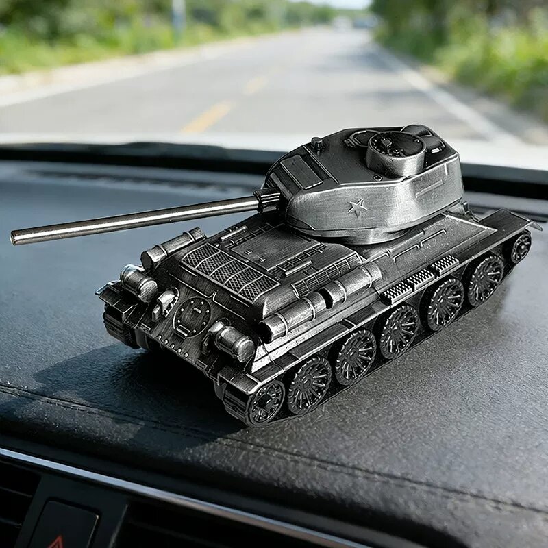 Ручное вращение модели танка T34 из металла, серебристый цвет, без ароматной пластины