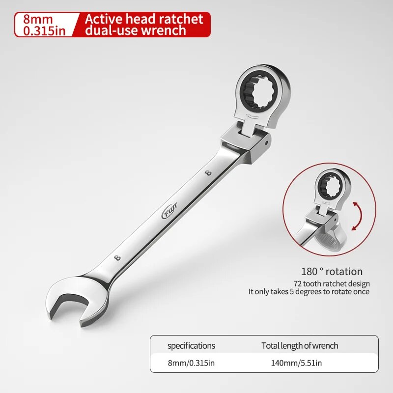 8mm комбинированный гаечный ключ с храповым механизмом