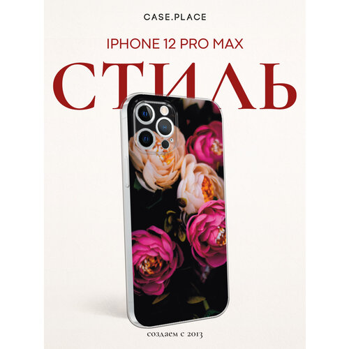 фото Чехол на apple iphone 12 pro max / айфон 12 про макс с принтом бордовые пионы bright case