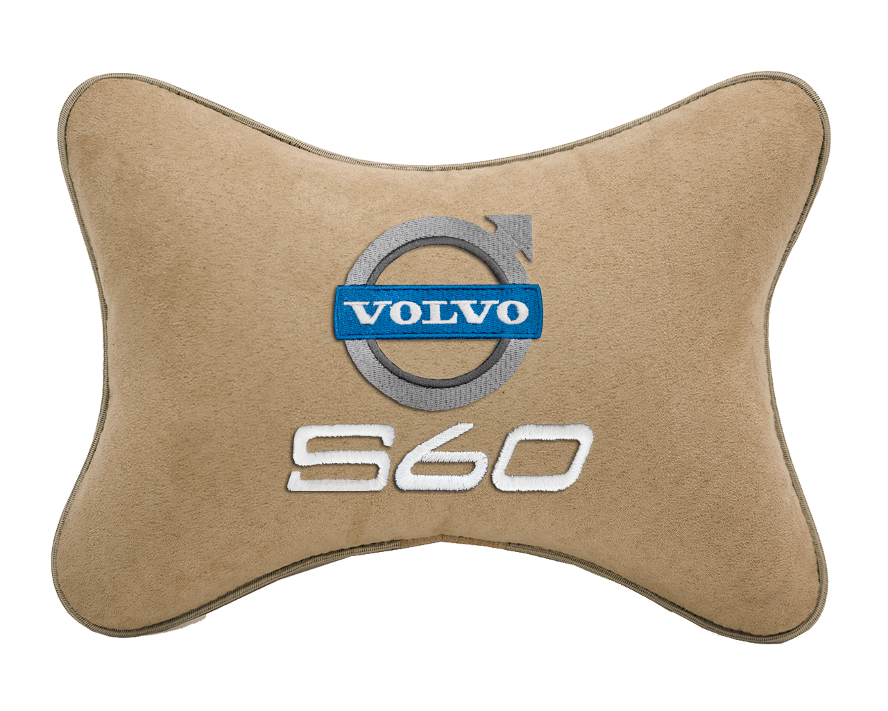 Подушка на подголовник алькантара Beige с логотипом автомобиля VOLVO S60