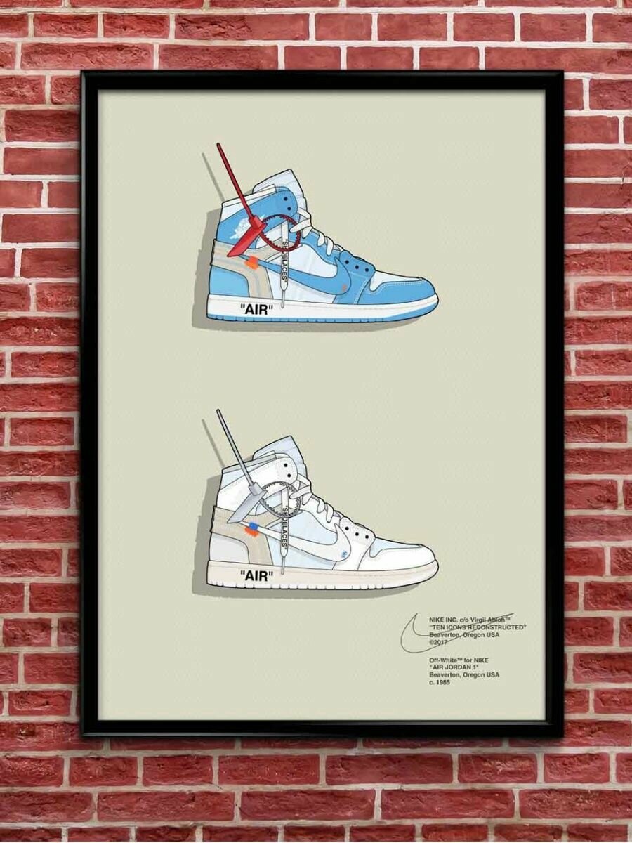 Плакат, Постер Air Jordan Off White, 30*40 см (фотопанно, )