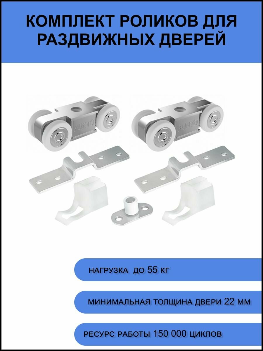 Комплект роликов для раздвижных дверей Punto Soft LINE 55/4