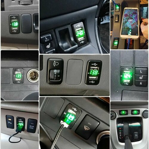 Разветвитель автомобильный Врезной TDS TS-CAU47 Зеленый 908₽