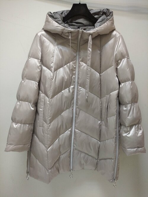 куртка  Baronia зимняя, удлиненная, силуэт прямой, подкладка, водонепроницаемая, внутренний карман, несъемный капюшон, стеганая, воздухопроницаемая, регулировка ширины, влагоотводящая, ветрозащитная, размер 40, бежевый