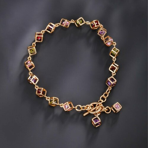 фото Браслет xuping jewelry, циркон, 1 шт., размер 21 см, размер one size, золото/мультиколор