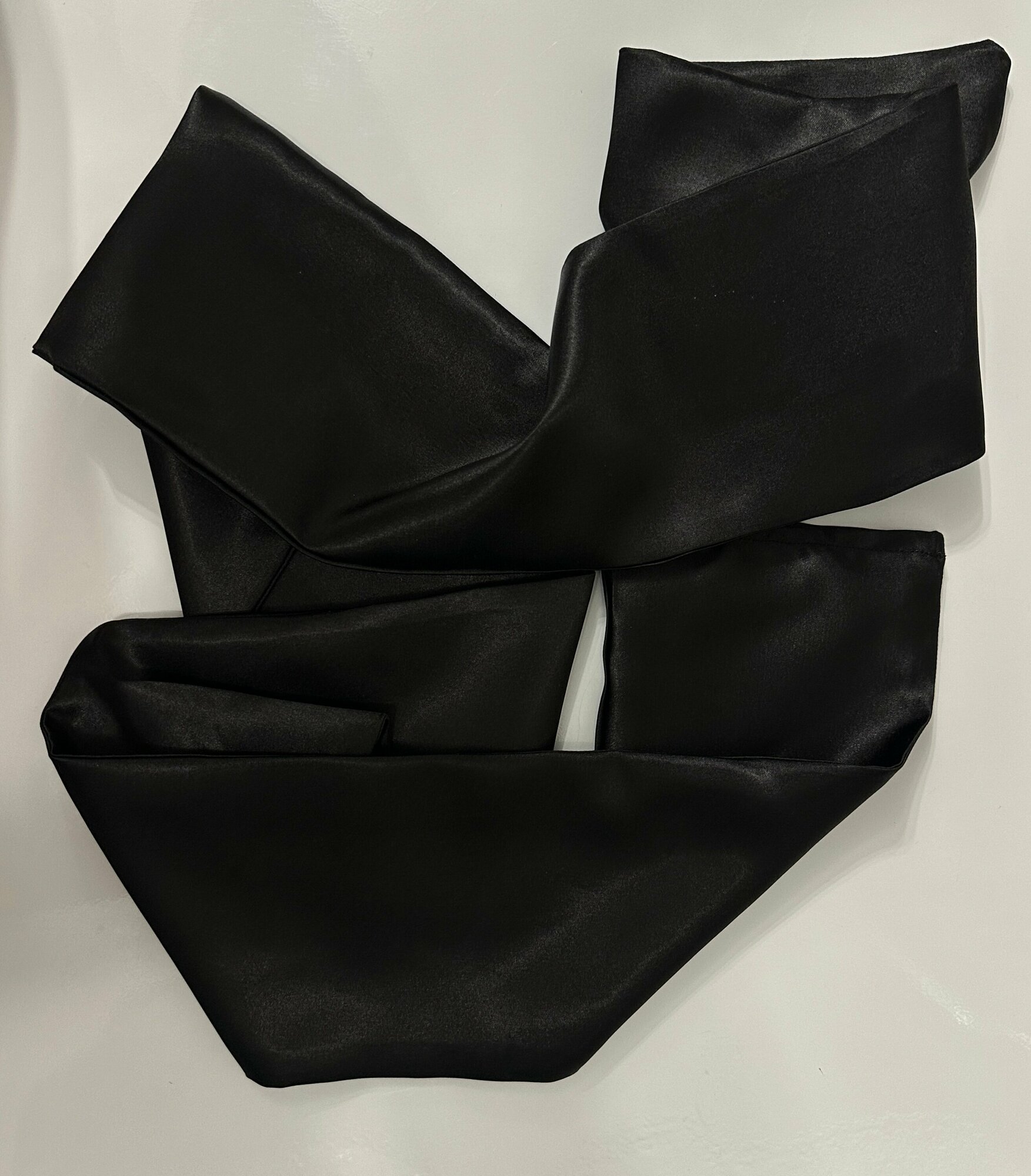 Универсальная лента широкая атласная черная, повязка, бант, пояс 146х11.