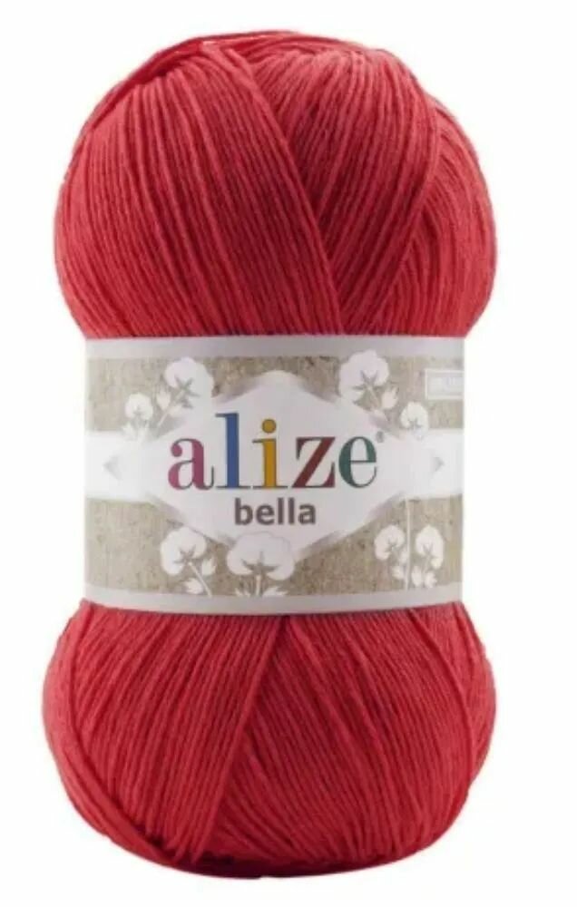 Пряжа "Bella ", цвет: 56 - Красный, 2 шт., Хлопок 100%, 100 гр. 360 м.