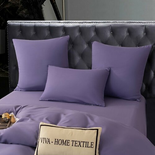 Комплект постельного белья Viva Home Textile Однотонный сатин CS051, Дуэт семейный 4 наволочки