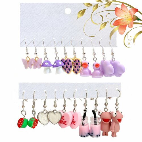 Комплект серег LEMIRO, розовый