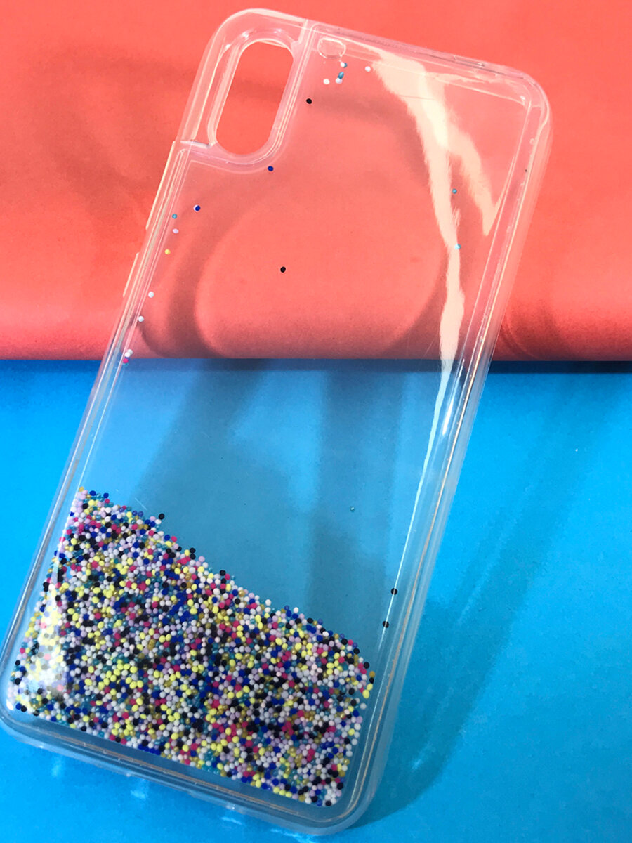Чехол Мобильная Мода для Xiaomi Redmi 9A Накладка силиконовая с жидкостью и переливающимся узором внутри