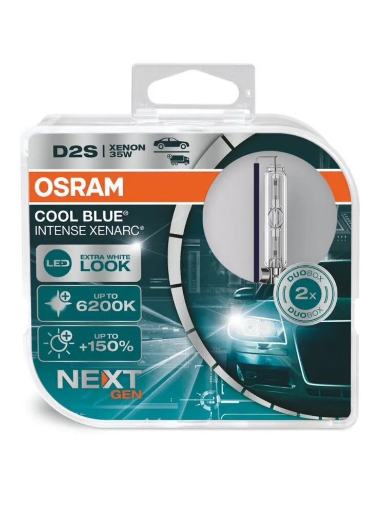 Лампа автомобильная OSRAM XENARC® COOL BLUE® INTENSE D2S, 6200K, 2 шт