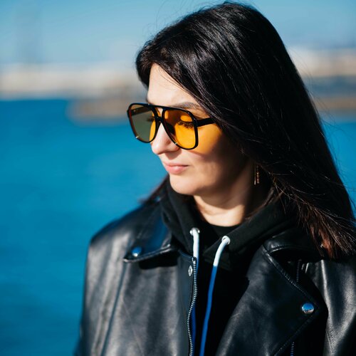 Солнцезащитные очки , черный, желтый