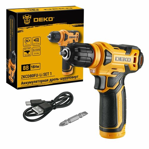 Аккумуляторная дрель-шуруповерт DEKO ZKCD80FU-Li SET 1 527400₽