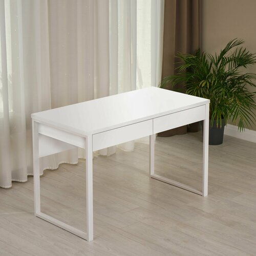 Стол письменный с ящиками Лофт Меркурий 120х60 Белый белые ножки