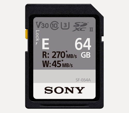Изображение товара Карта памяти Sony SDXC 64GB UHS-II V30, read 45 Mb/s, write 270 Mb/s