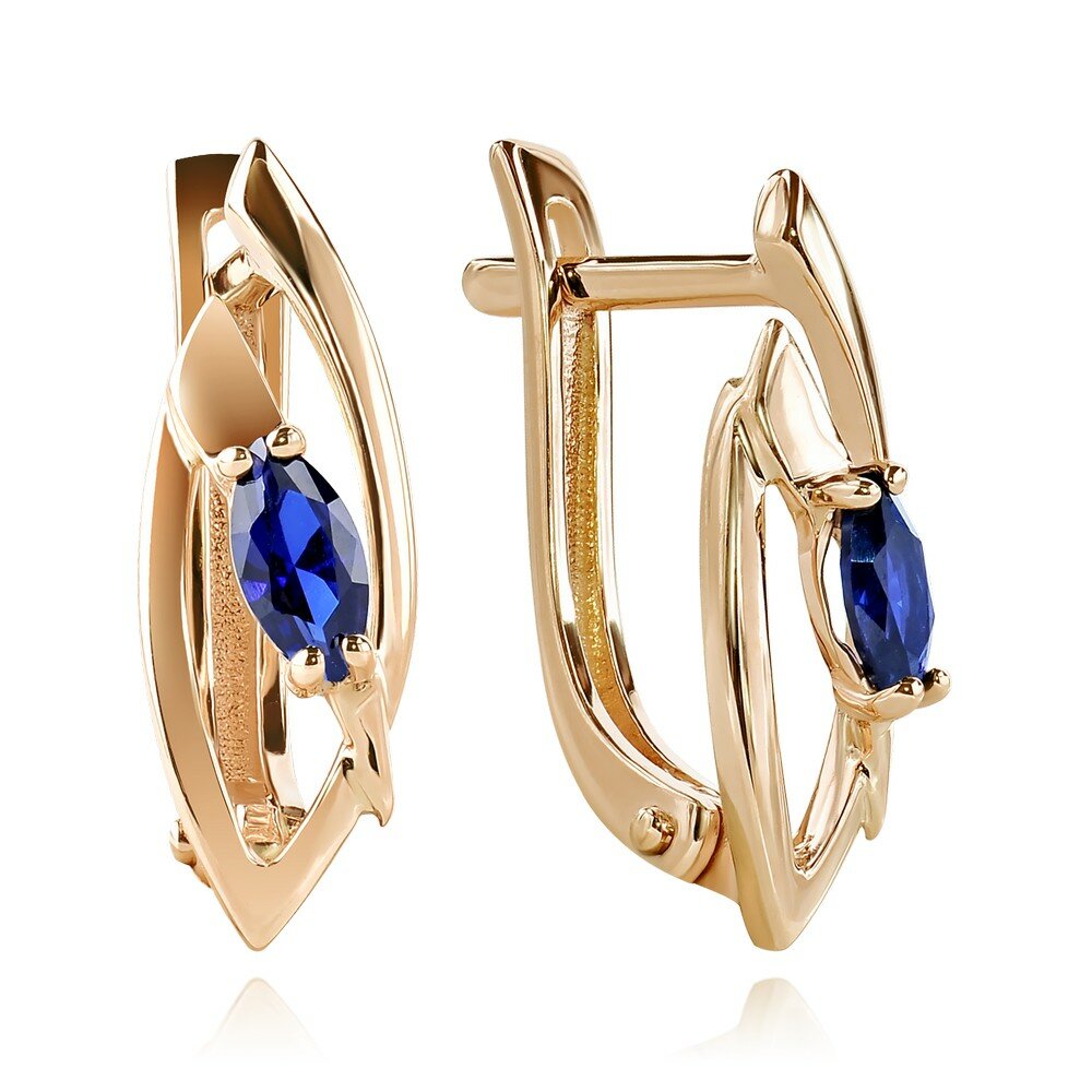 Серьги ALORIS, красное золото, 585 проба, сапфир