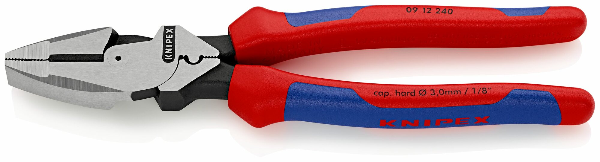 Плоскогубцы KNIPEX Lineman's электромонтажные, зона обжима, 240 мм, фосфатированные, 2-комп ручки KN-0912240