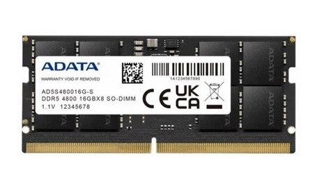 Оперативная память ADATA SODIMM DDR5 16GB 4800 1x16 ГБ (AD5S480016G-S)