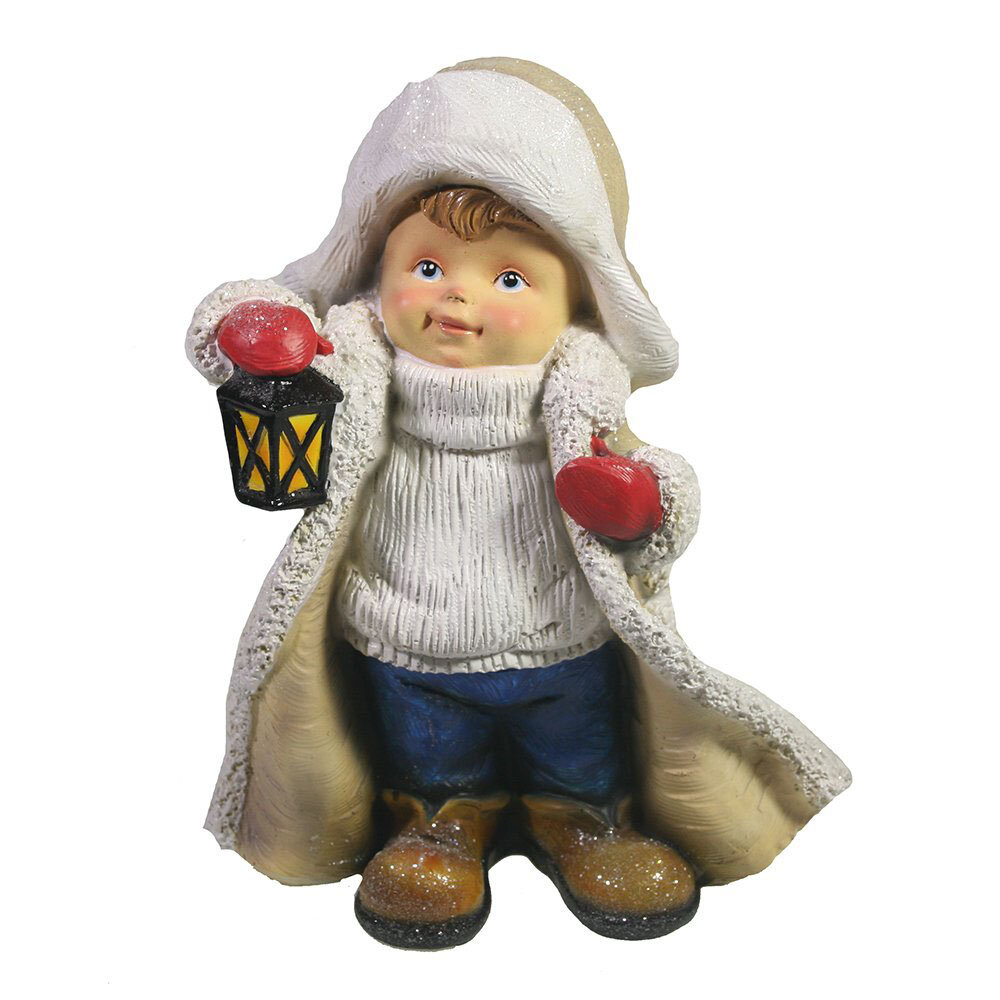 Фигура декоративная Мальчик в тулупе с фонарем 9,5*14,5*17,5см KSMR-715334/W202