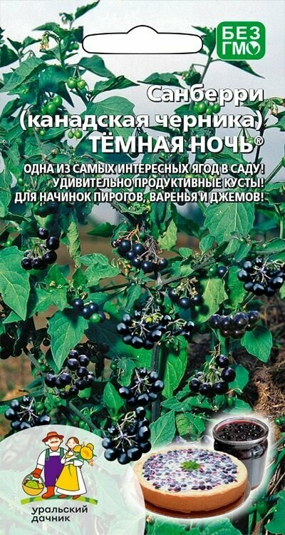 Семена Санберри Канадская черника Темная ночь Уральский Дачник 12 шт.