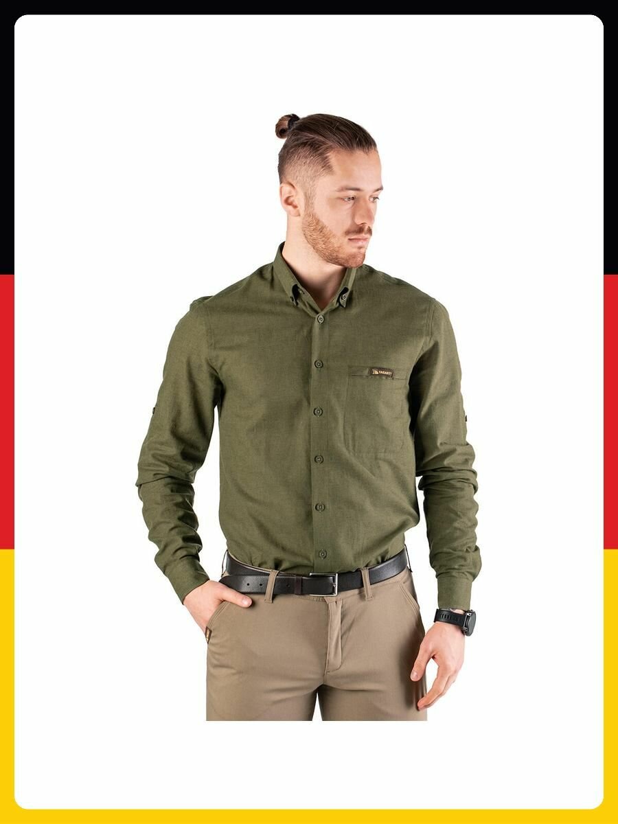 Рубашка Decathlon Базовая коллекция, размер L, зеленый,