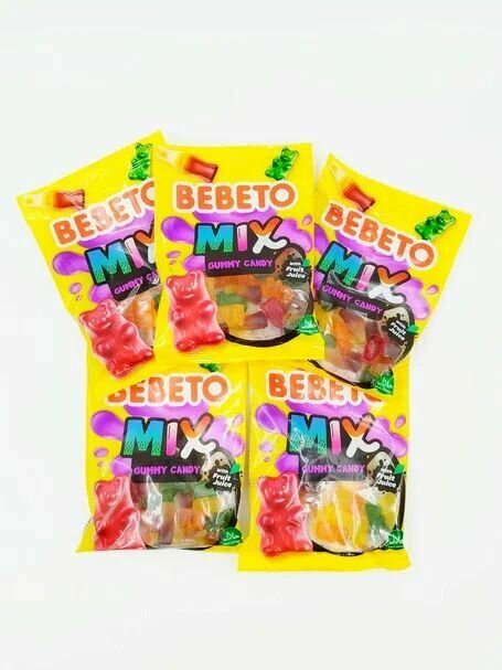 Жевательный мармелад Bebeto Mix мишки со вкусом апельсина яблока лимона клубники , 5 х 80 гр.