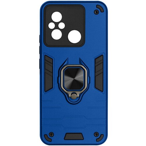 защищенный чехол с металлической пластиной для магнитного держателя и кольцом для poco m6 pro 5g df xiarmor 06 dark blue Защищенный чехол с металлической пластиной для магнитного держателя и кольцом для Xiaomi Redmi 12C/Poco C55 DF xiArmor-01 (dark blue)