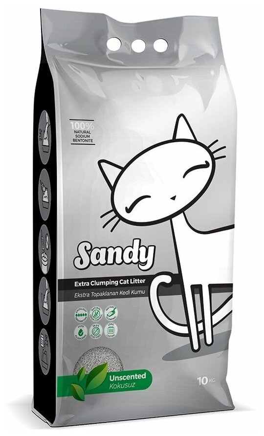 Наполнитель для кошачьих туалетов Sandy Unscented комкующийся, бентонитовый без ароматизатора (10кг) . - фотография № 1