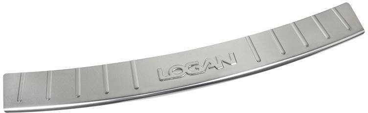 Накладка бампера декор. RENAULT Logan I (2004-2009) штамп LOGAN (нерж. сталь)