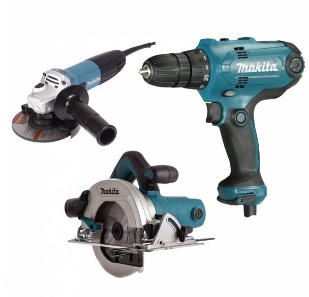 Набор инструментов MAKITA DK0119 дрель DF0300+ушм GA5030+пила HS6601