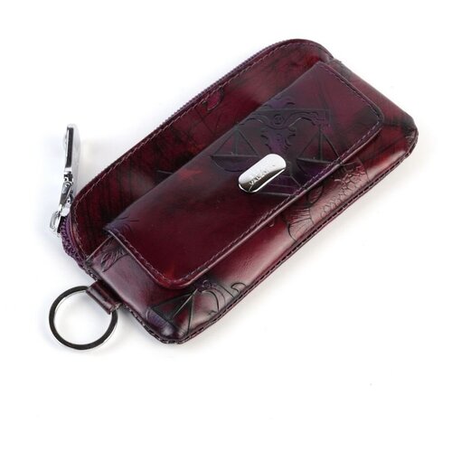 фото Женская пурпурная кожаная ключница на молнии с кольцом для ключей sergio valentini св 1285/1-2029