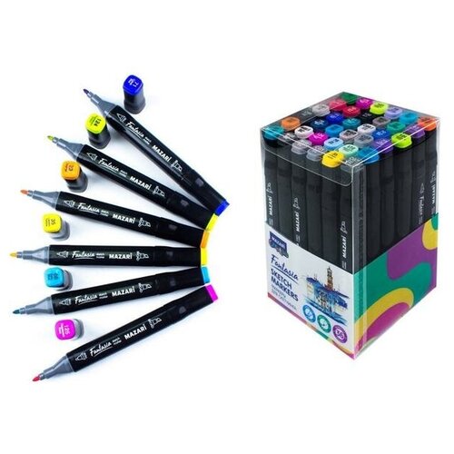 Набор двухсторонних маркеров для скетчинга Mazari Fantasia, 36 цветов Main colors (основные цвета) MAZARI LifeS набор маркеров для скетчинга mazari lindo pastel colors 24 шт