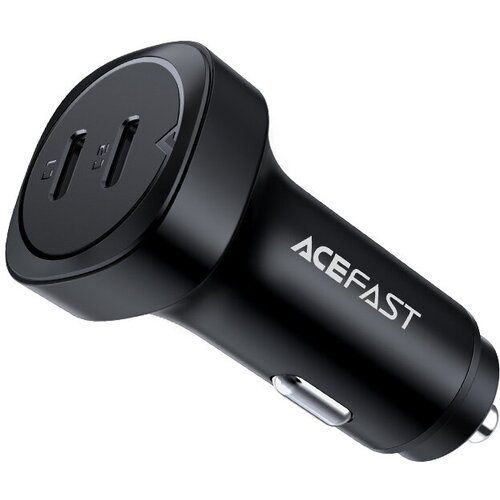 Автомобильное зарядное устройство ACEFAST B2 72W dual USB-C metal car charger. Цвет: черный автомобильное зарядное устройство acefast b5 101w 2c a metal черный