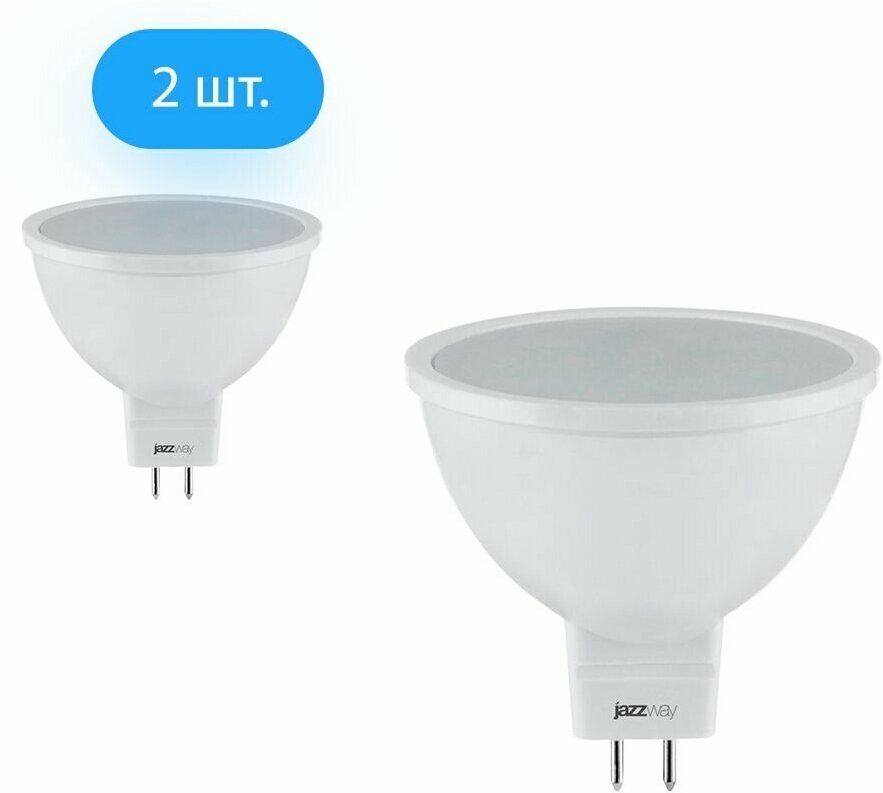 Светодиодная лампа JazzWay Pled Eco 5W эквивалент 35W 3000K 400Лм GU5.3 для спотов MR16 (комплект из 2 шт.)