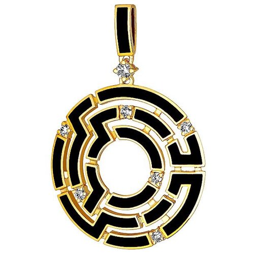 фото Эстет подвеска с бриллиантами и эмалью из жёлтого золота 750 пробы 01п646392э