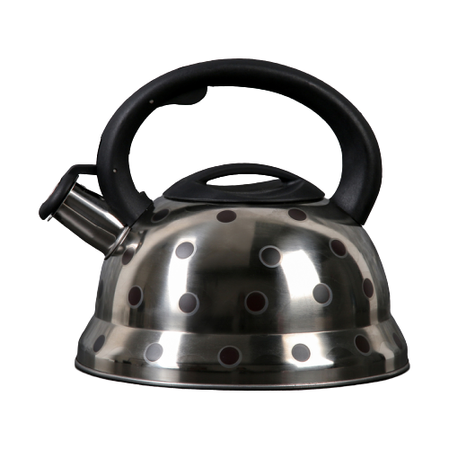 фото Доляна чайник со свистком горошек 4101876 2,8 л, серебристый/черный
