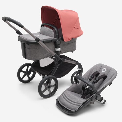 Детская коляска 2 в 1 Bugaboo Fox5 Graphite/Grey Melange/Sunrise red