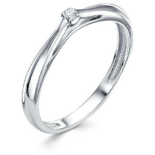 Кольцо помолвочное АЛЬКОР, серебро, 925 проба, бриллиант, размер 16.5, белый, золотой