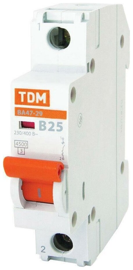 Автоматический выключатель TDM ВА47-29 1P 25А характеристика B