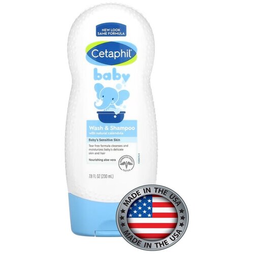 Cetaphil, детский гель для душа и шампунь, с органической календулой, 230 мл