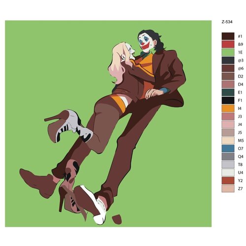 Картина по номерам Z-534 Джокер и Харли Квинн. Комиксы 80x80