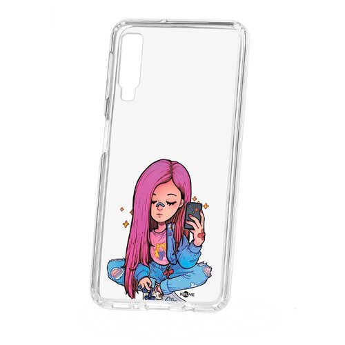 фото Чехол на samsung galaxy a7 (2018) a750 kruche print pink hair