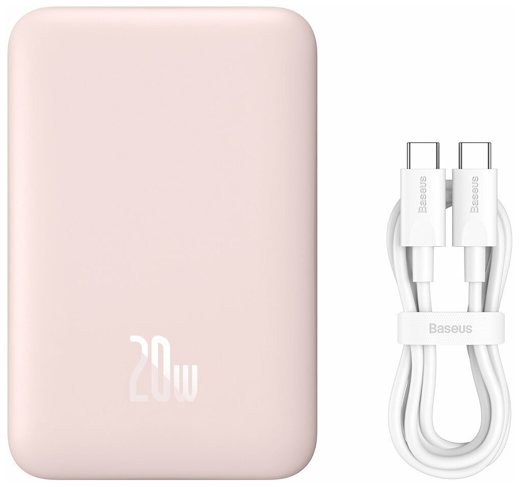 Внешний аккумулятор повербанк Baseus Magnetic Mini Power Bank 10000mAh 20W Pink Cable Type-C to Type-C 60W