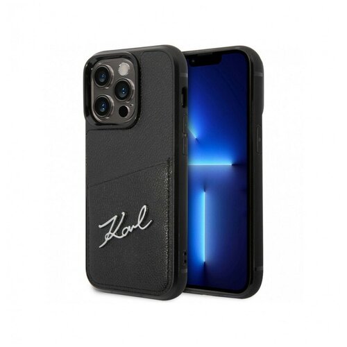 Чехол Karl Lagerfeld PU with Cardslot Signature logo Hard для iPhone 14 Pro Max, цвет Черный (KLHCP14XCSSK)