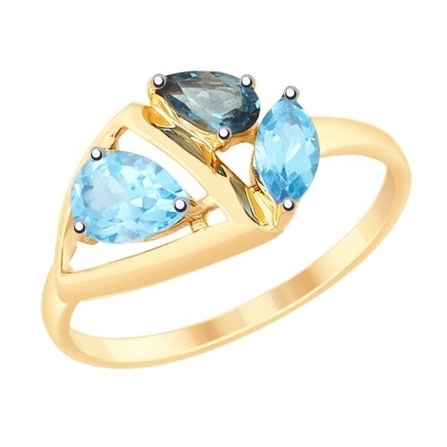Кольцо Diamant online, золото, 585 проба, топаз, Лондон топаз, размер 16.5