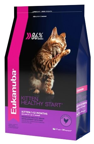 Корм сухой Eukanuba Kitten Healthy Start для котят, беременных и кормящих кошек с курицей, 400 г
